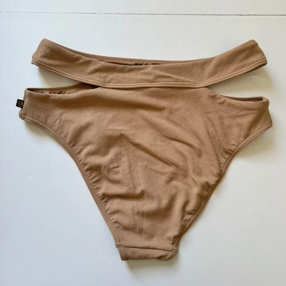 NWT La Vie En Rose Palm Beach High Waist Bikini Bottoms ONLY Gold Sand Sz L - Picture 4 of 12